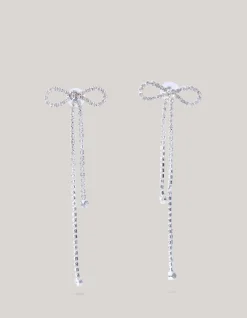 Shoeby Strass Strik Oorbellen Zilver<DAMES Sieraden