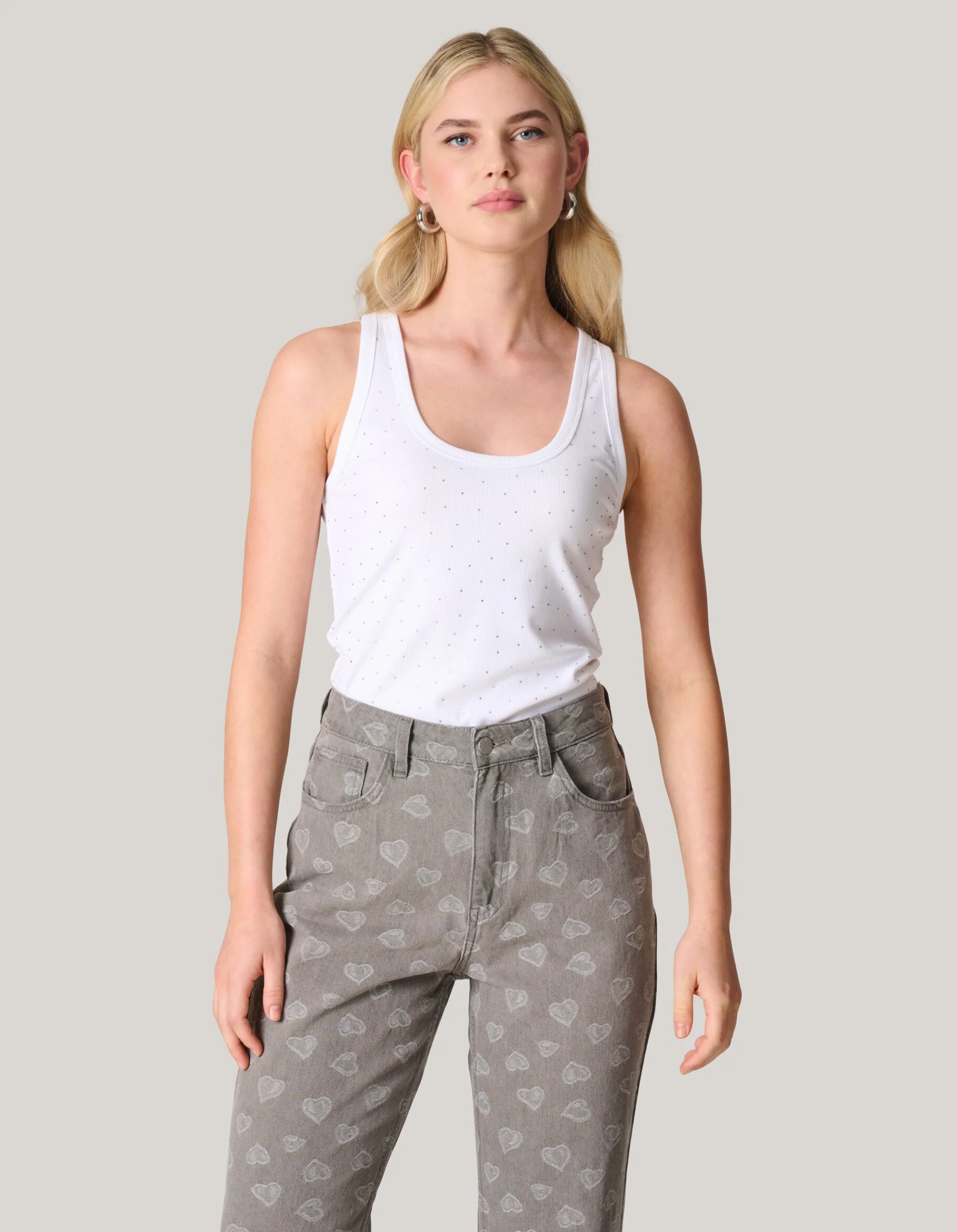 Shoeby Strass Tanktop Wit<DAMES Tops