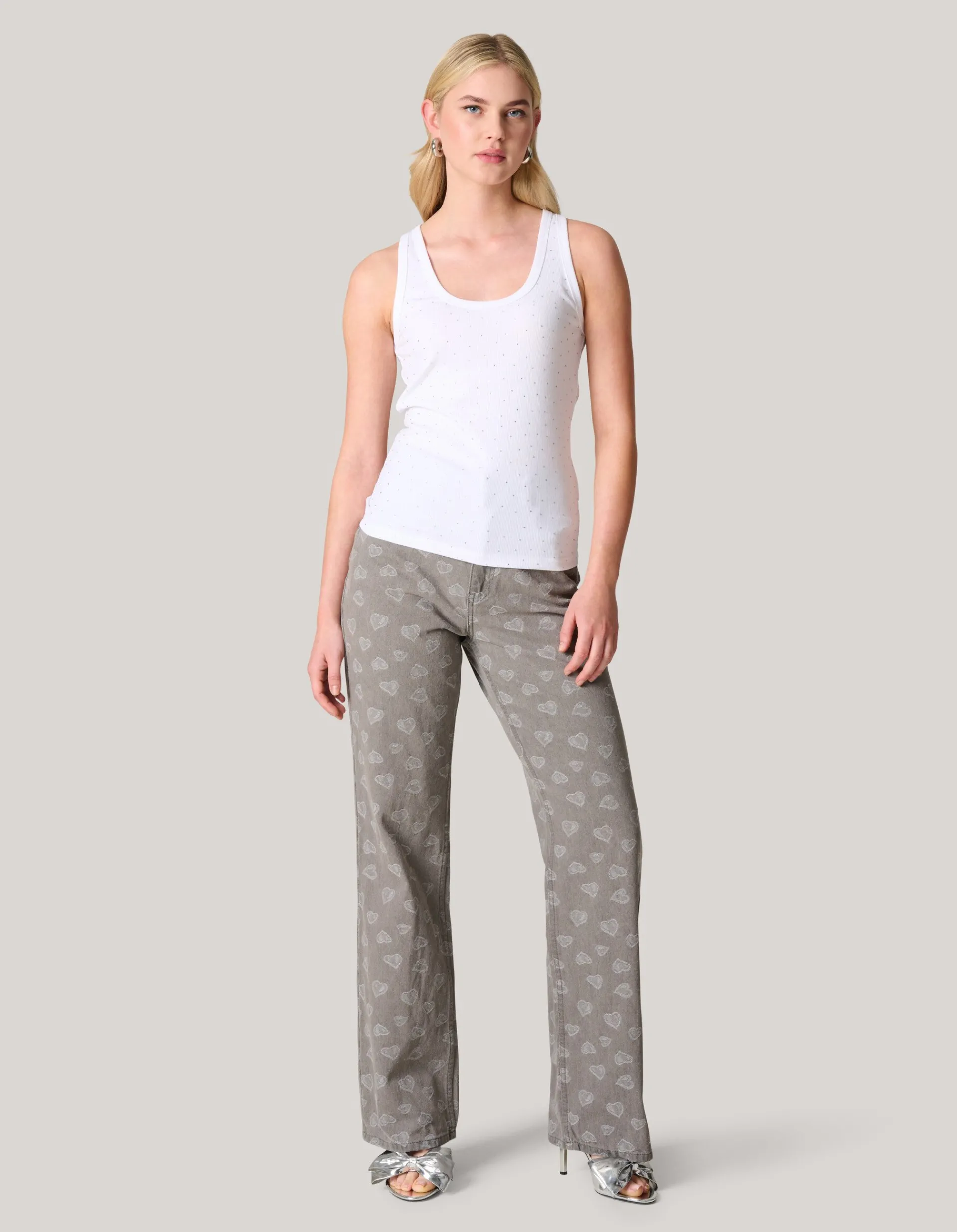 Shoeby Strass Tanktop Wit<DAMES Tops