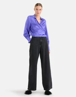 Shoeby Strass Wide Leg Jeans Donkergrijs L32 By Mieke<DAMES Jeans