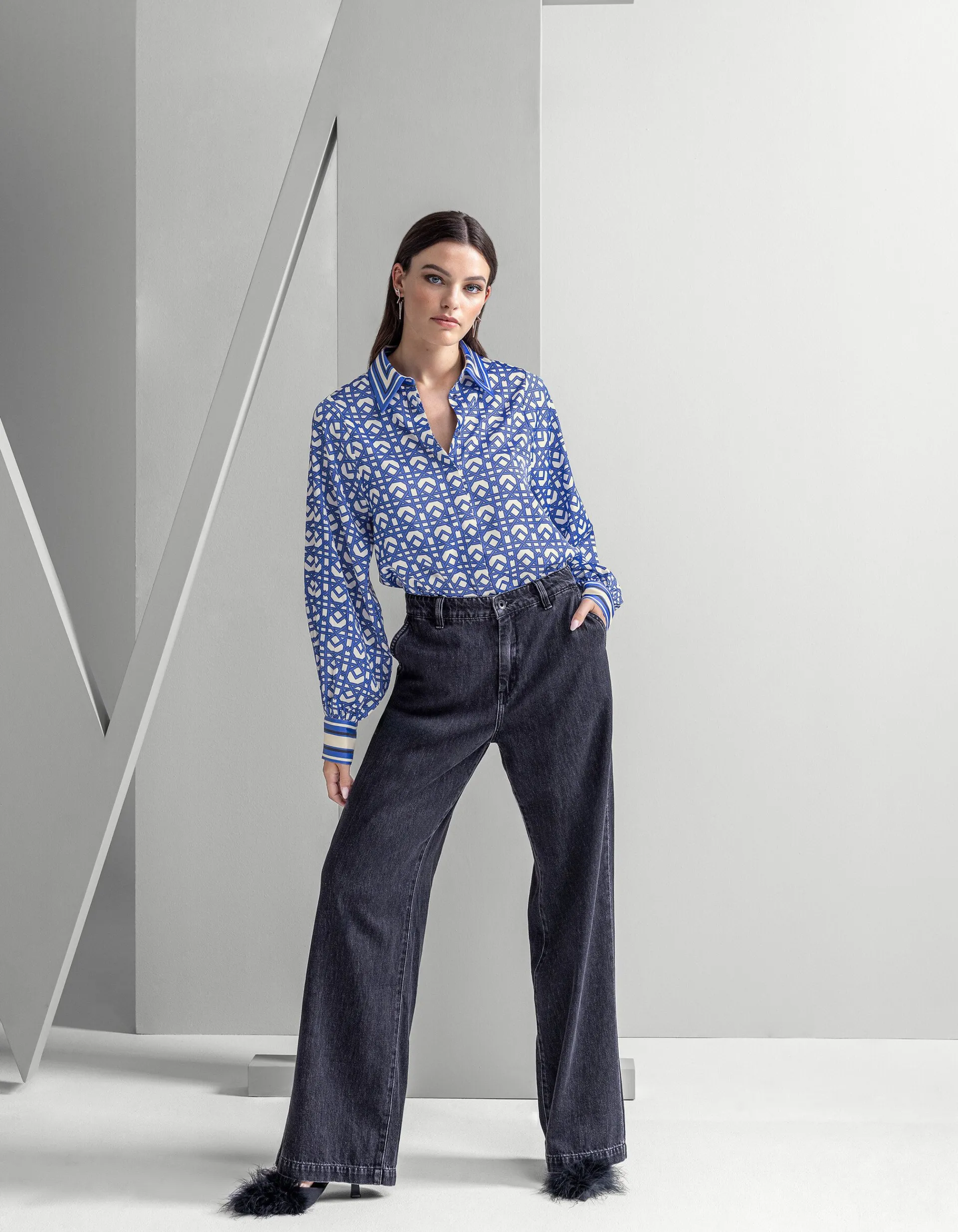 Shoeby Strass Wide Leg Jeans Donkergrijs L32 By Mieke<DAMES Jeans