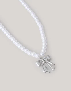 Shoeby Strik Parel Ketting Zilver< Sieraden