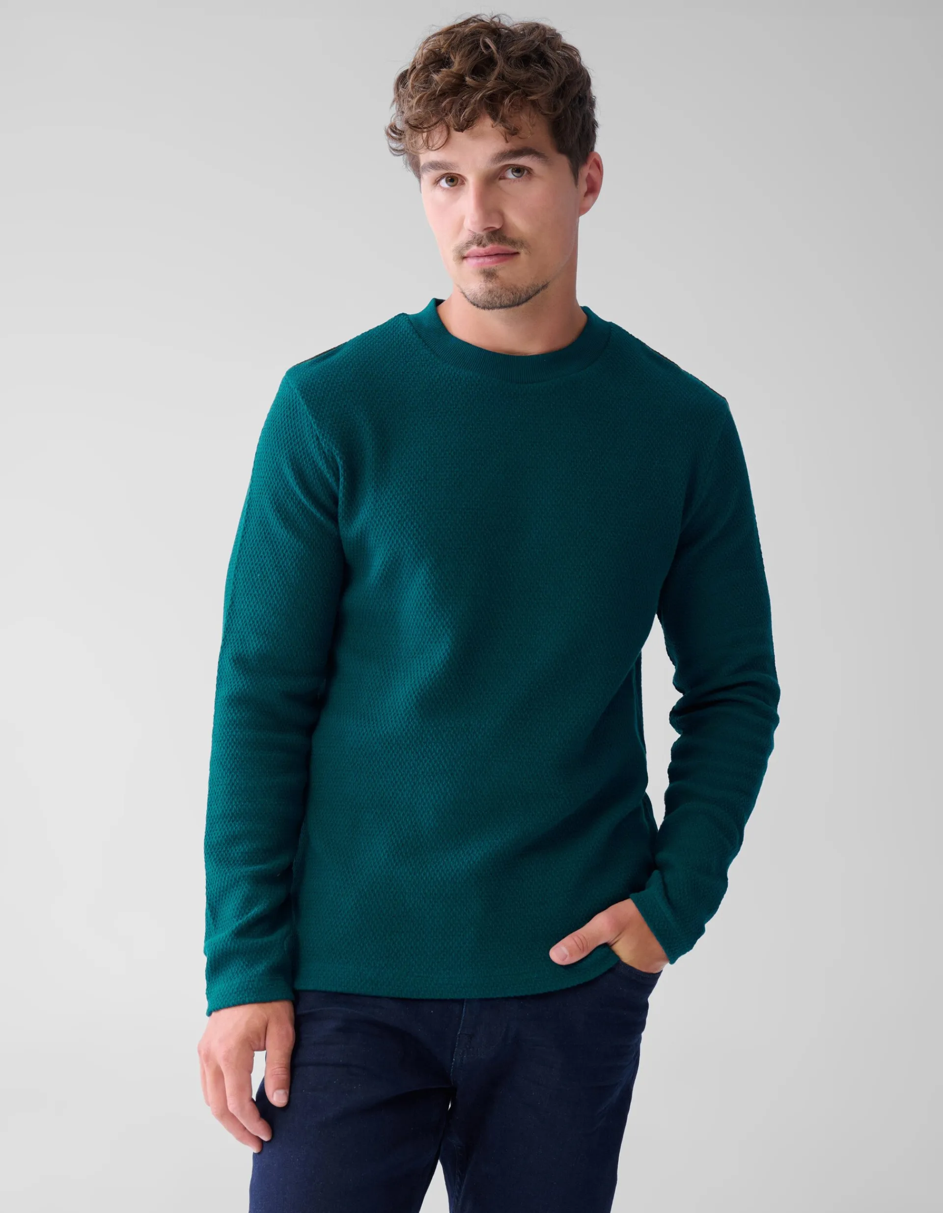 Shoeby Structuur Jersey Longsleeve Donkergroen<Heren T-Shirts En Polo's