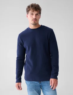 Shoeby Structuur Jersey Longsleeve Donkerblauw<Heren T-Shirts En Polo's
