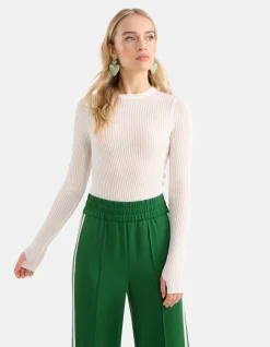 Shoeby Structuur Longsleeve Gebroken Wit By Monica<DAMES Tops