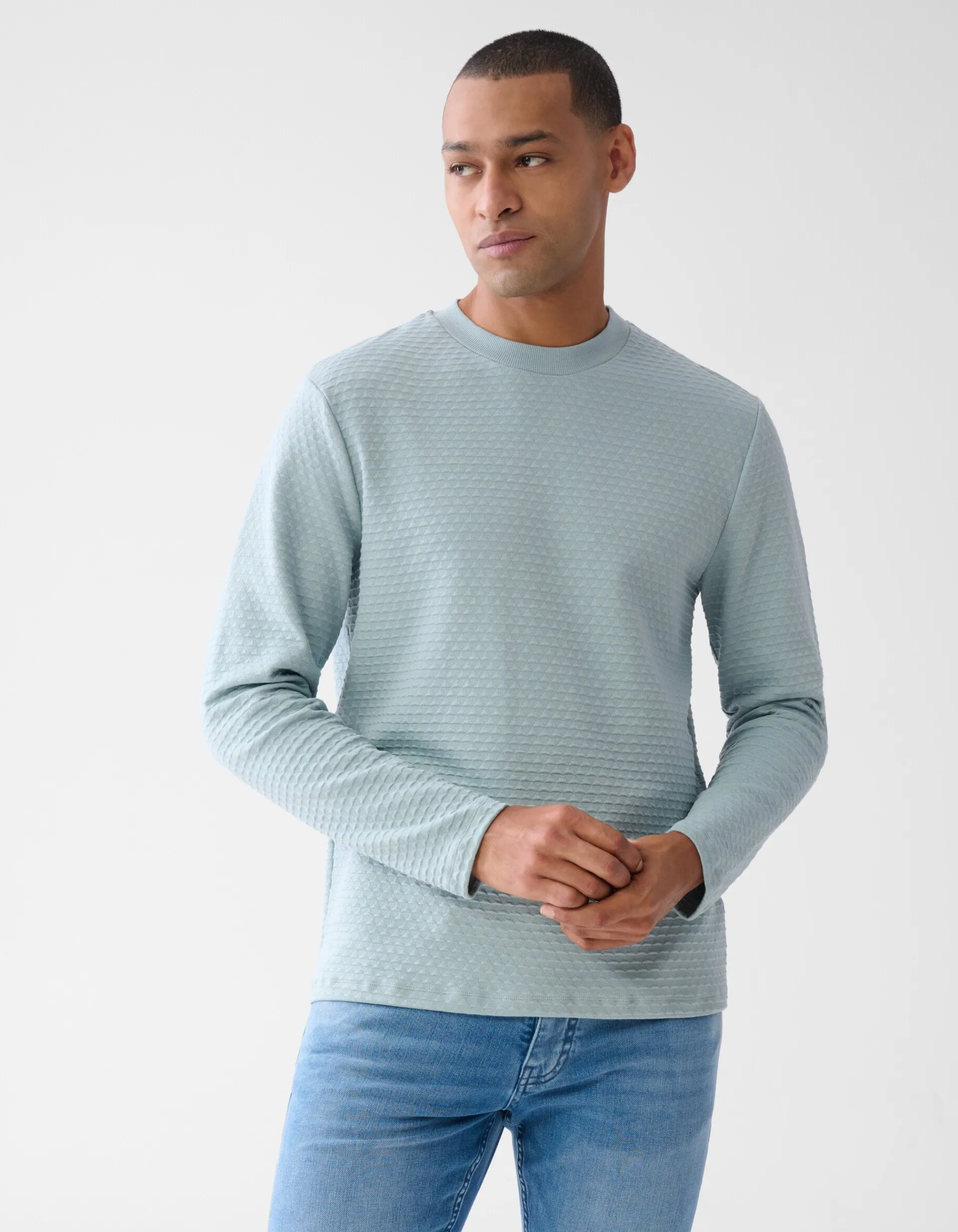 Shoeby Structuur Longsleeve Lichtgroen<Heren T-Shirts En Polo's