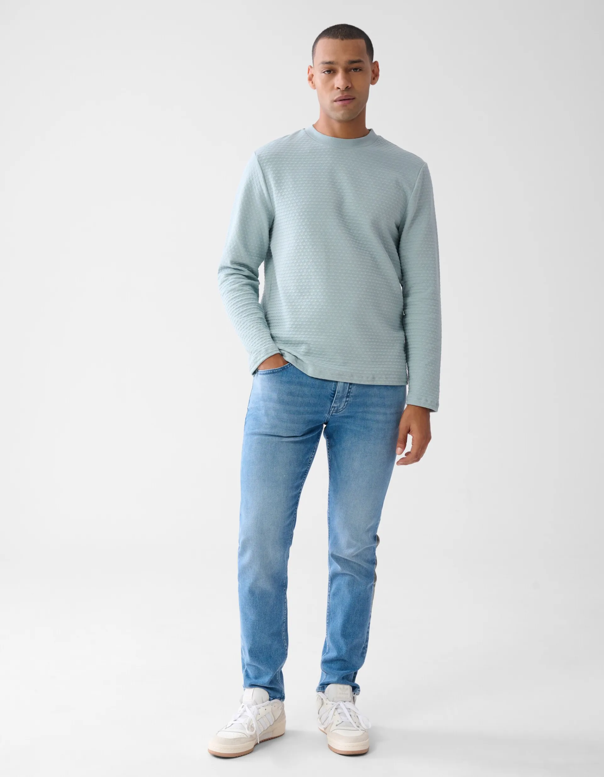 Shoeby Structuur Longsleeve Lichtgroen<Heren T-Shirts En Polo's