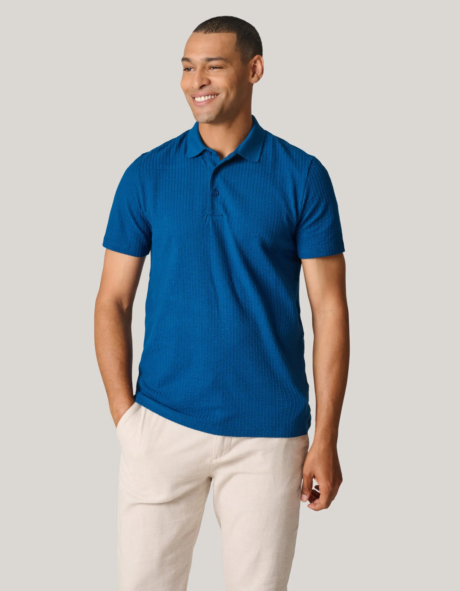 Shoeby Structuur Polo Blauw<Heren T-Shirts En Polo's