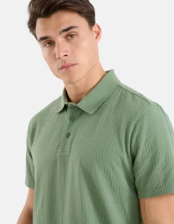 Shoeby Structuur Polo Groen<Heren T-Shirts En Polo's