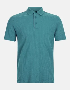 Shoeby Structuur Polo Turquoise<Heren T-Shirts En Polo's