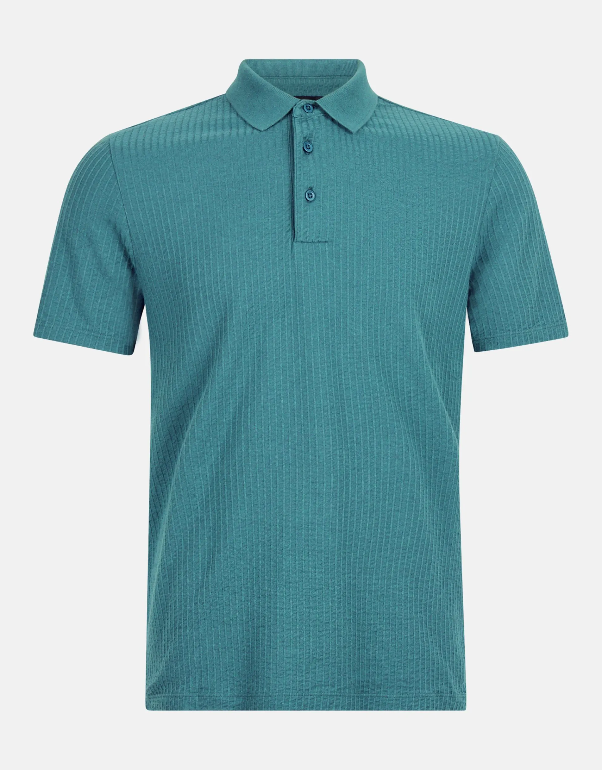 Shoeby Structuur Polo Turquoise<Heren T-Shirts En Polo's