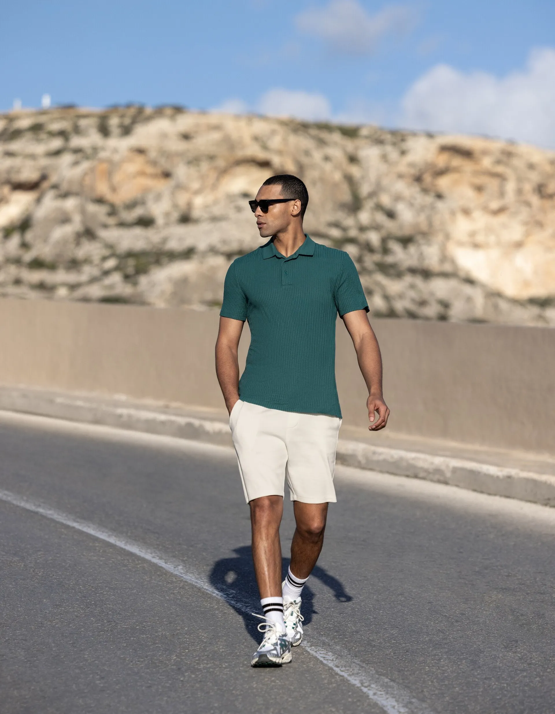 Shoeby Structuur Polo Turquoise<Heren T-Shirts En Polo's