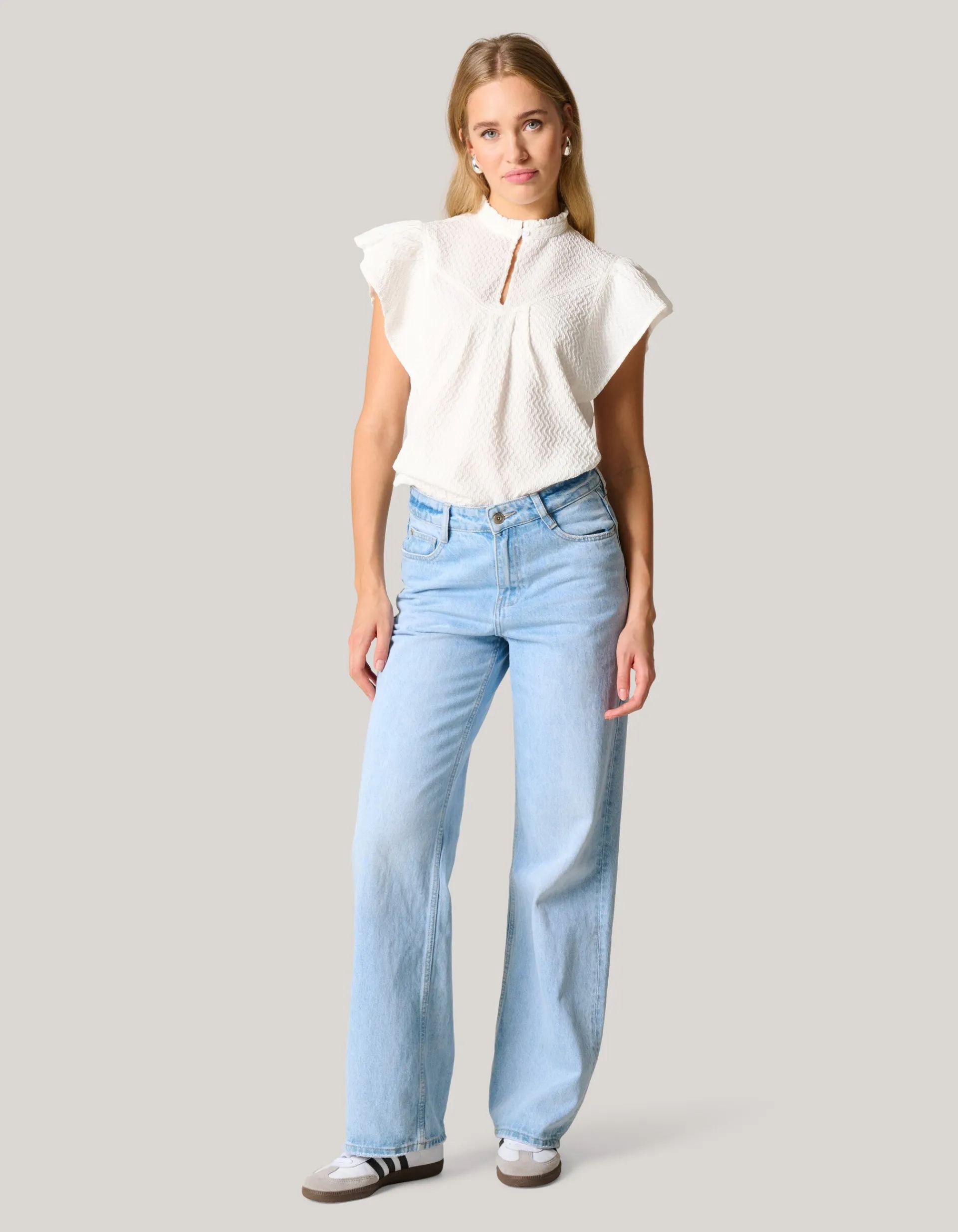 Shoeby Structuur Ruffle Top Wit<DAMES Tops
