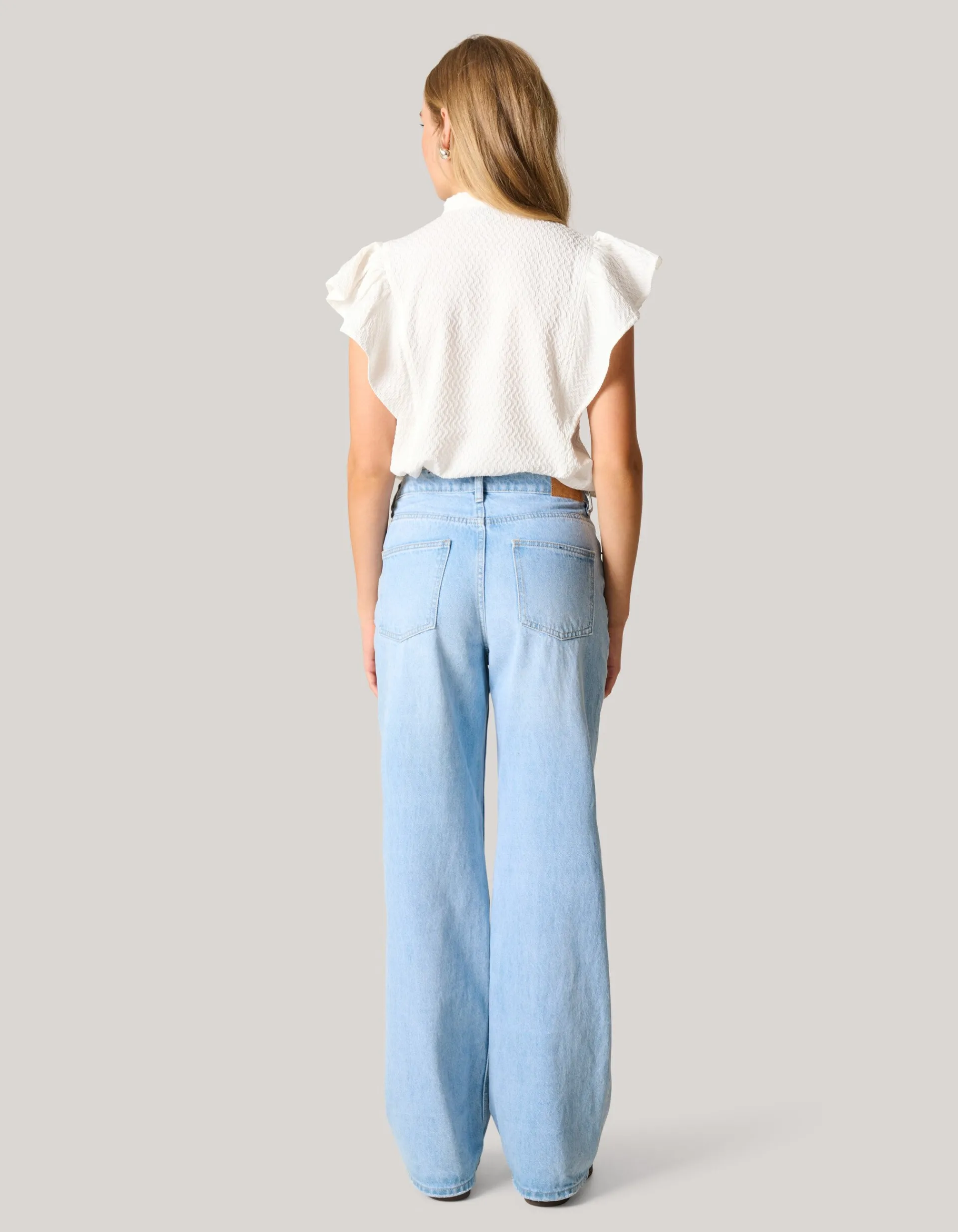 Shoeby Structuur Ruffle Top Wit<DAMES Tops