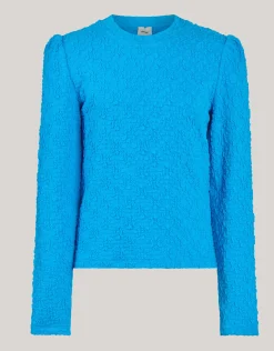 Shoeby Structuur Top Blauw< Tops Lange Mouw