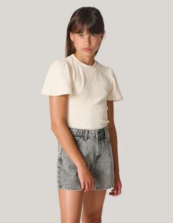 Shoeby Structuur Top Gebroken Wit< Tops Korte Mouw