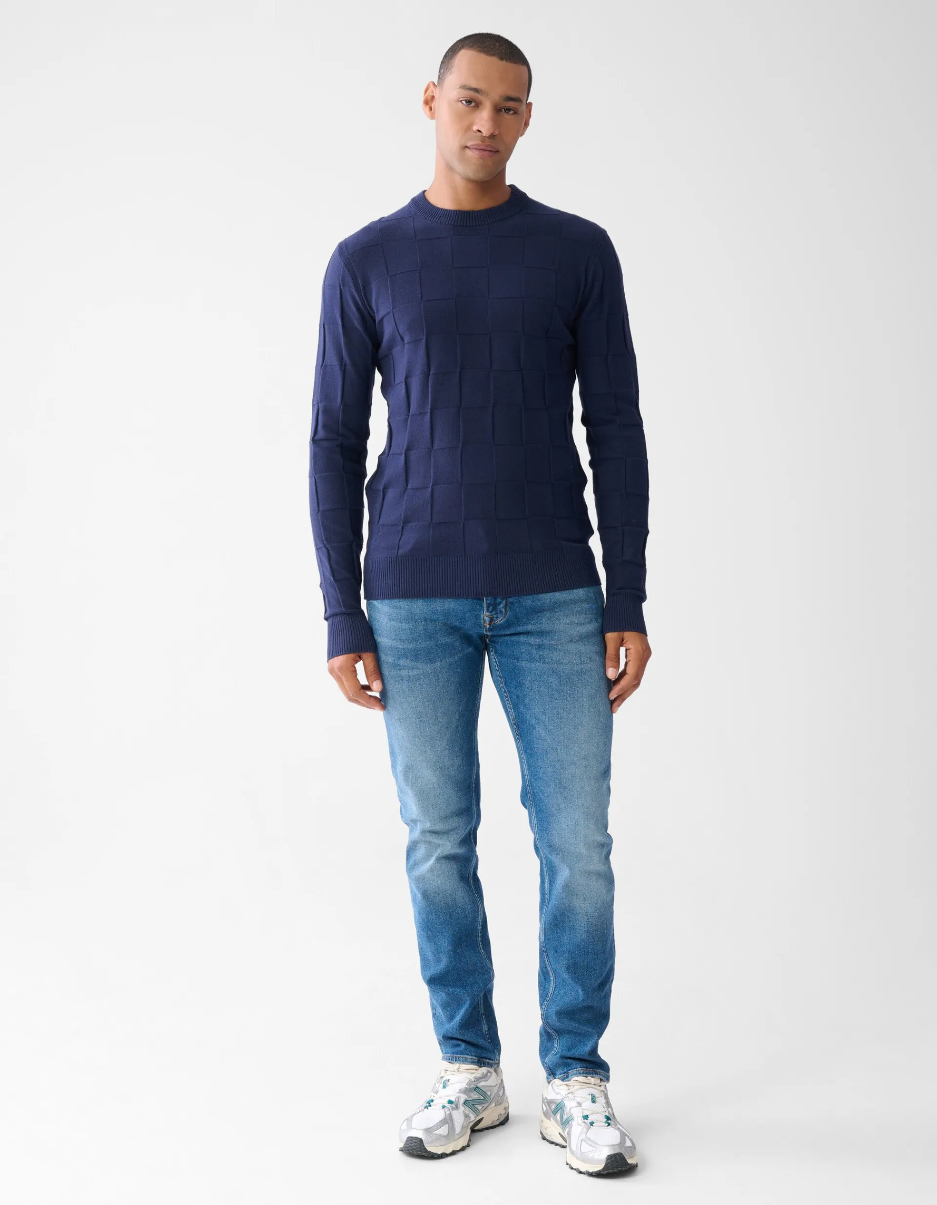 Shoeby Structuur Trui Donkerblauw<Heren Truien En Sweaters