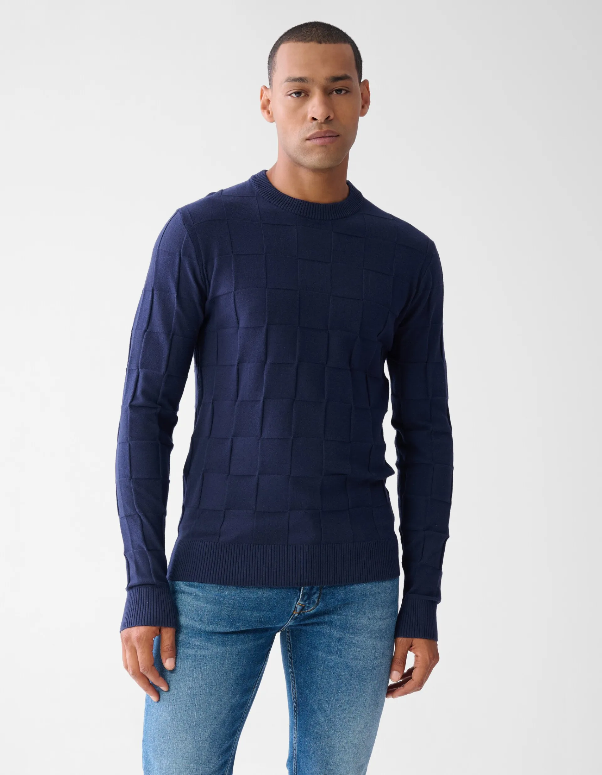 Shoeby Structuur Trui Donkerblauw<Heren Truien En Sweaters
