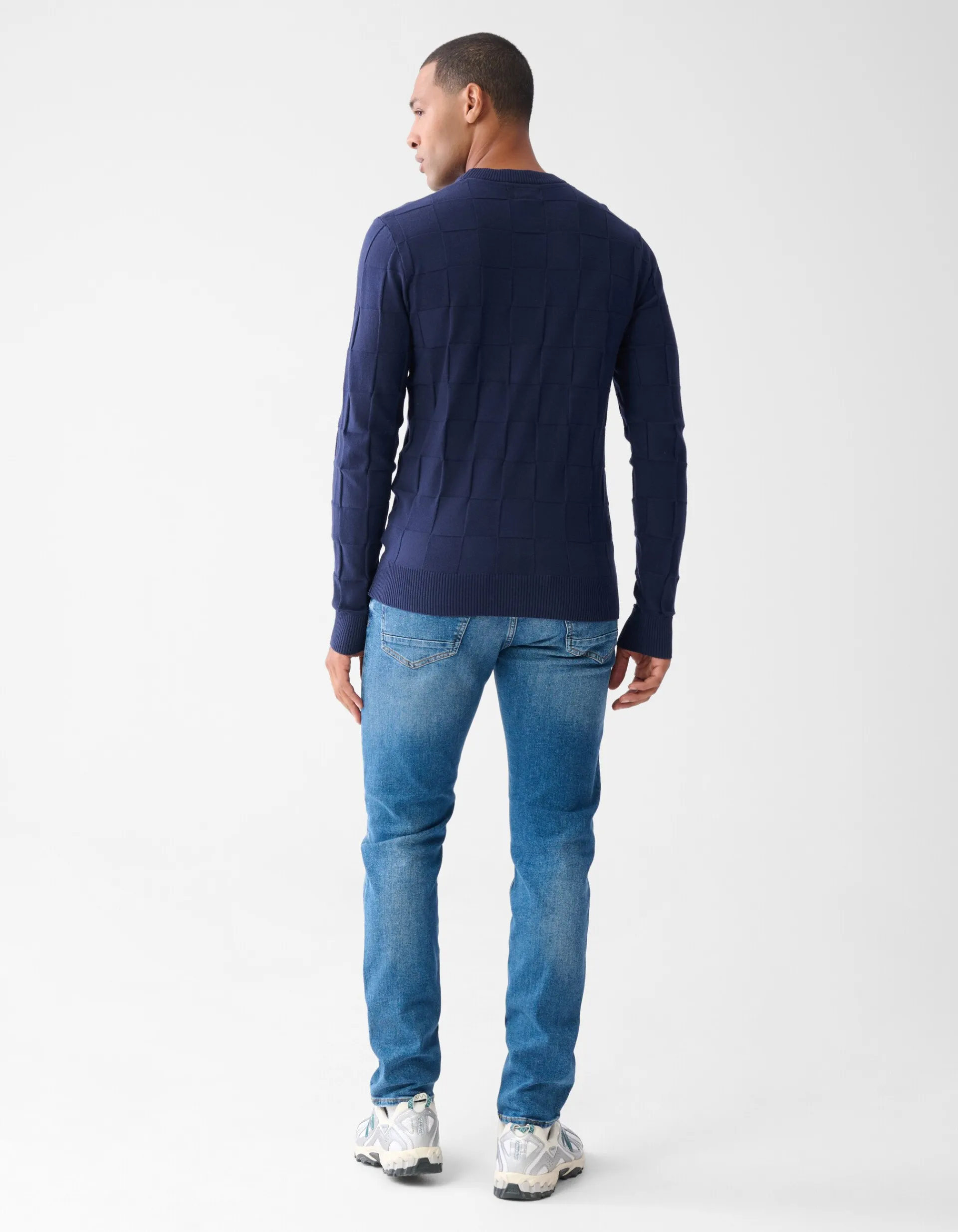 Shoeby Structuur Trui Donkerblauw<Heren Truien En Sweaters