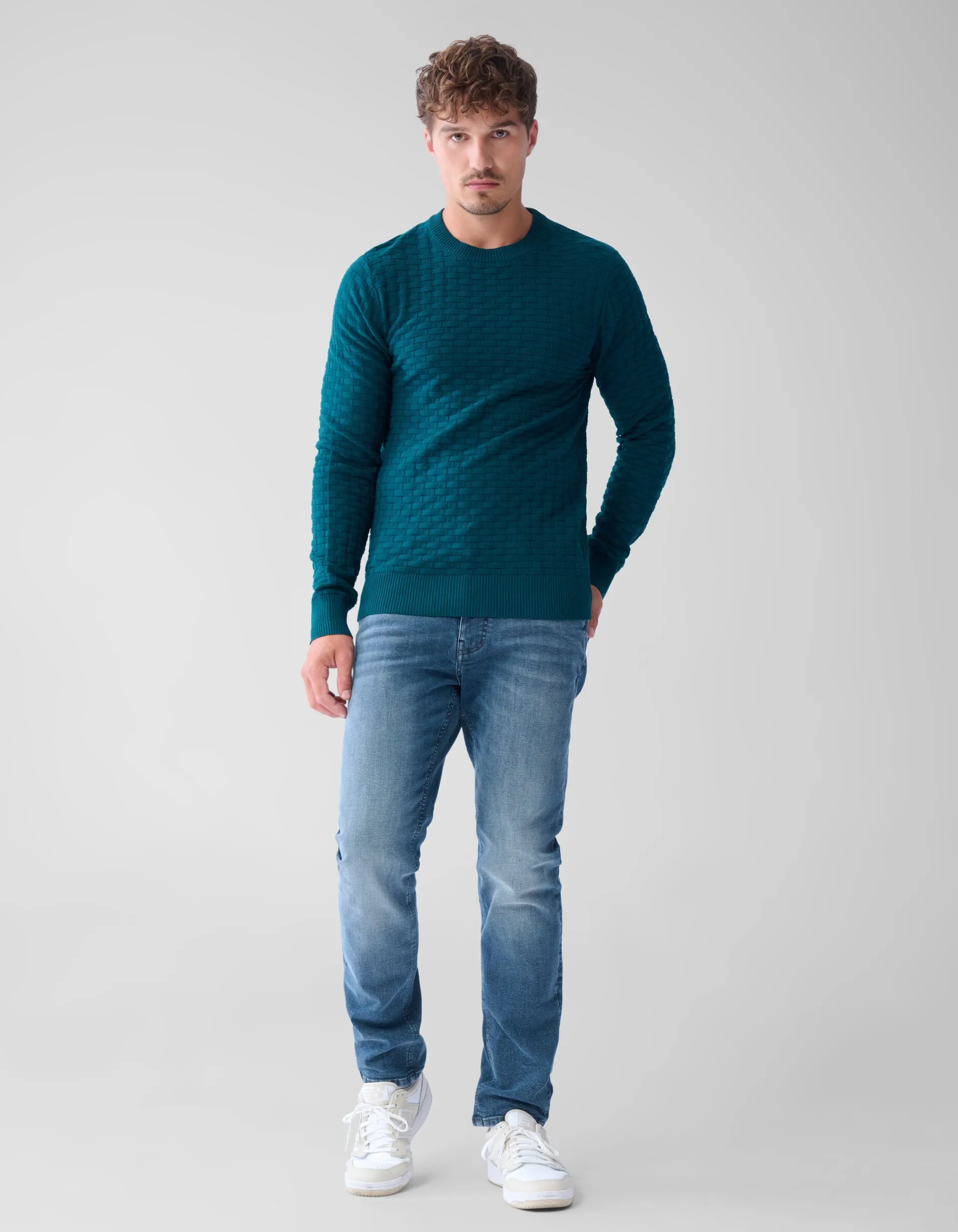 Shoeby Structuur Trui Donkergroen<Heren Truien En Sweaters
