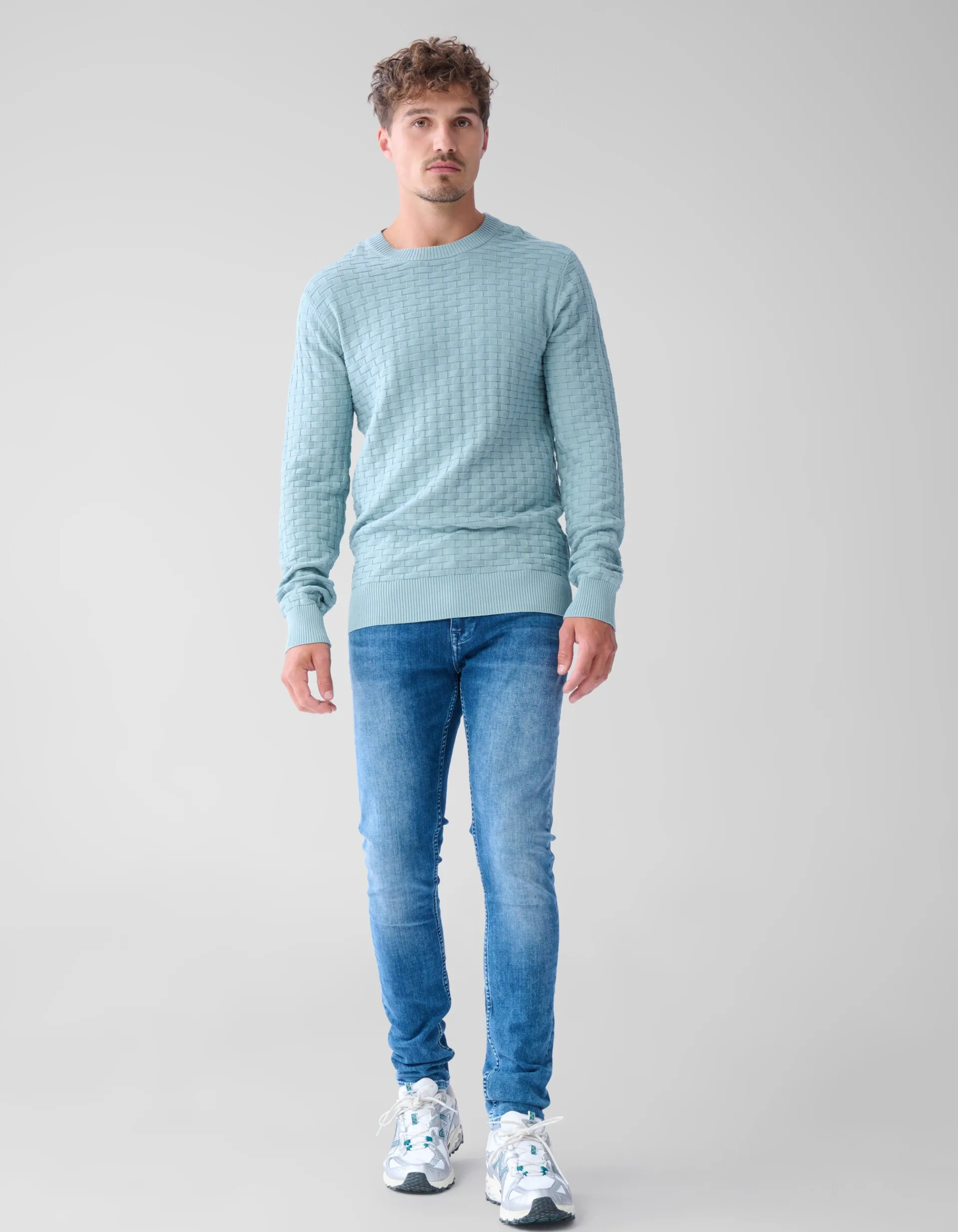 Shoeby Structuur Trui Lichtgroen<Heren Truien En Sweaters