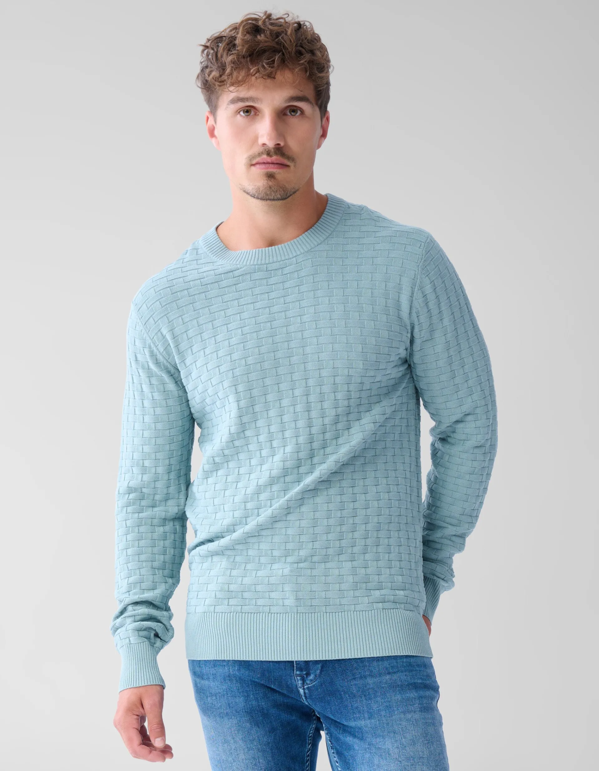 Shoeby Structuur Trui Lichtgroen<Heren Truien En Sweaters