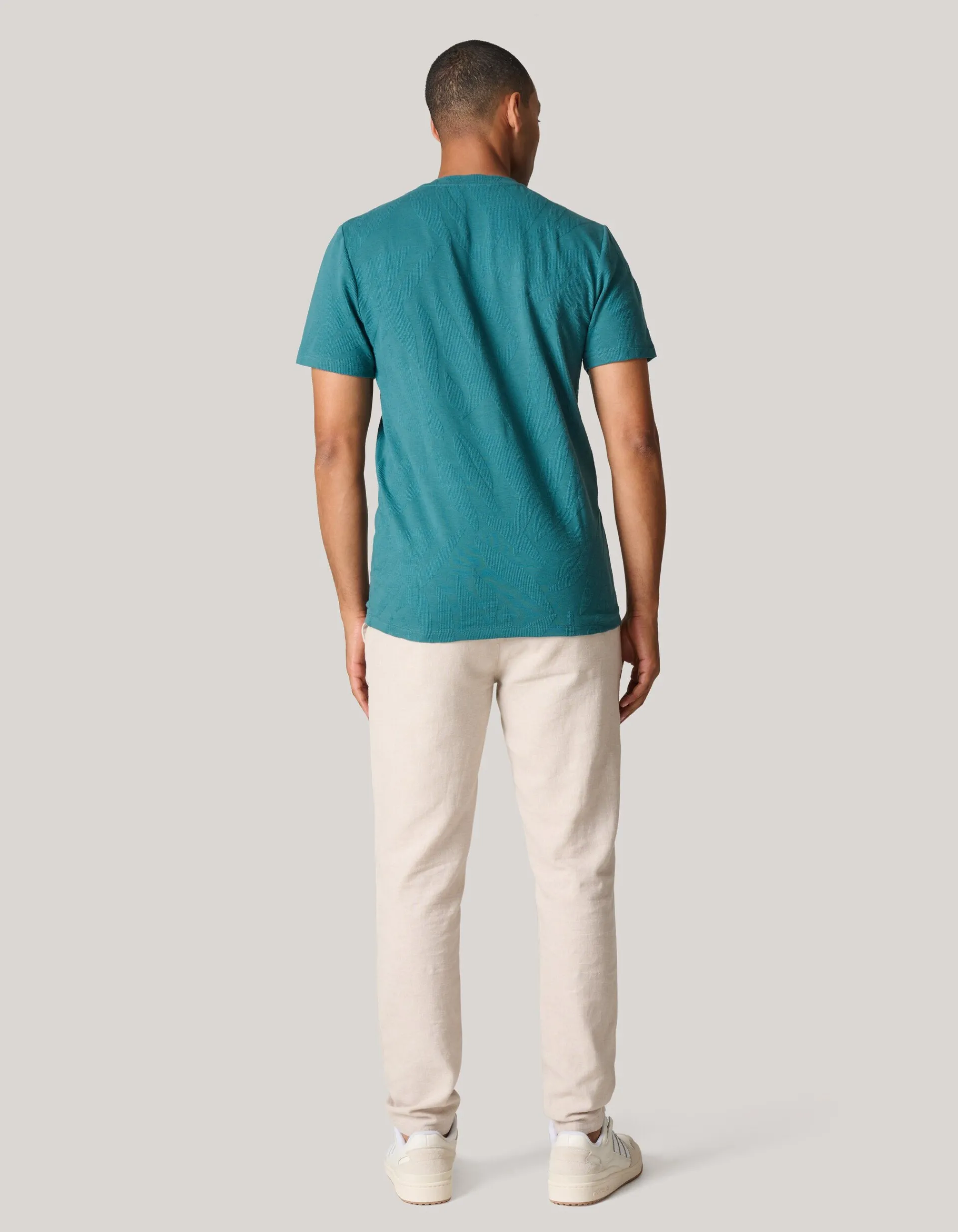 Shoeby Structuur T-shirt Donker Turquoise<Heren T-Shirts En Polo's