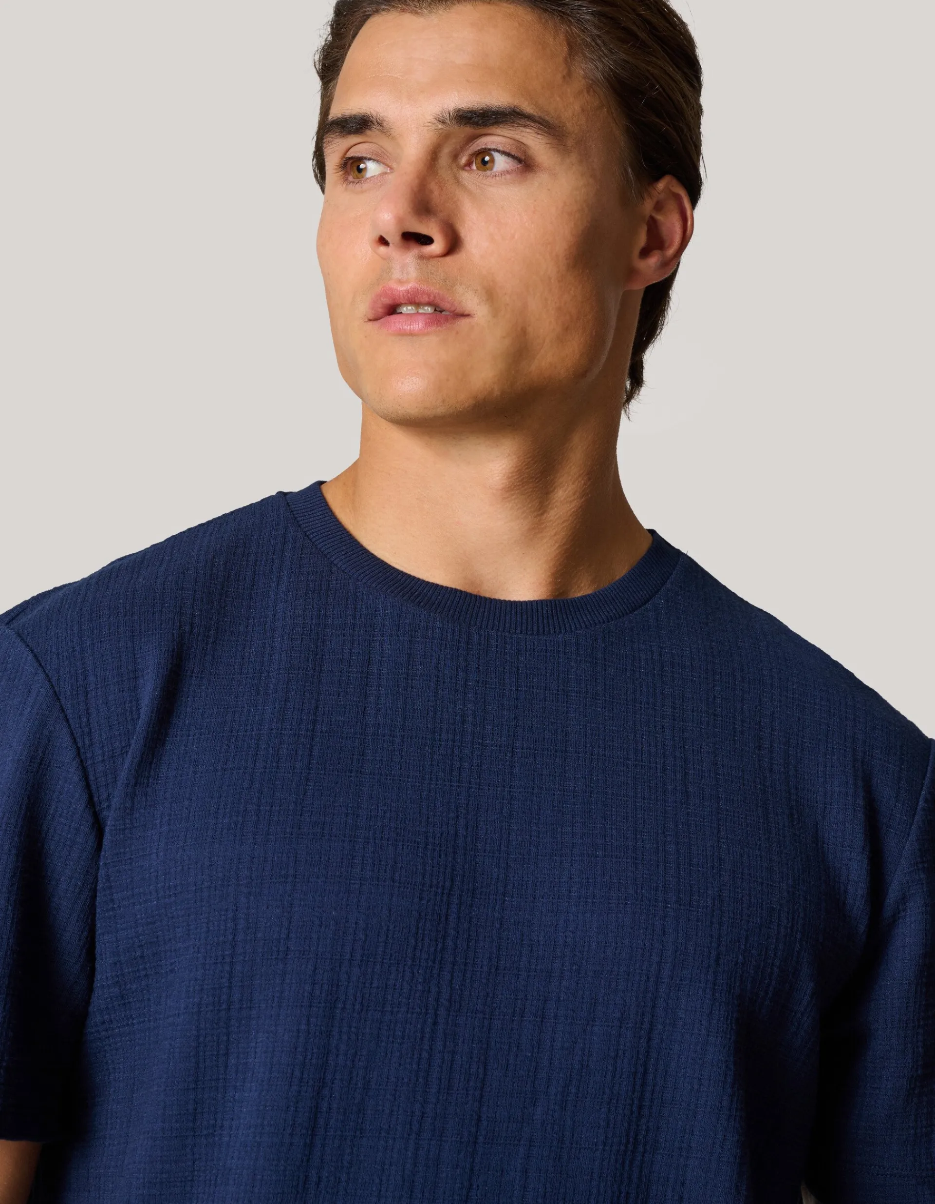 Shoeby Structuur T-shirt Donkerblauw<Heren T-Shirts En Polo's