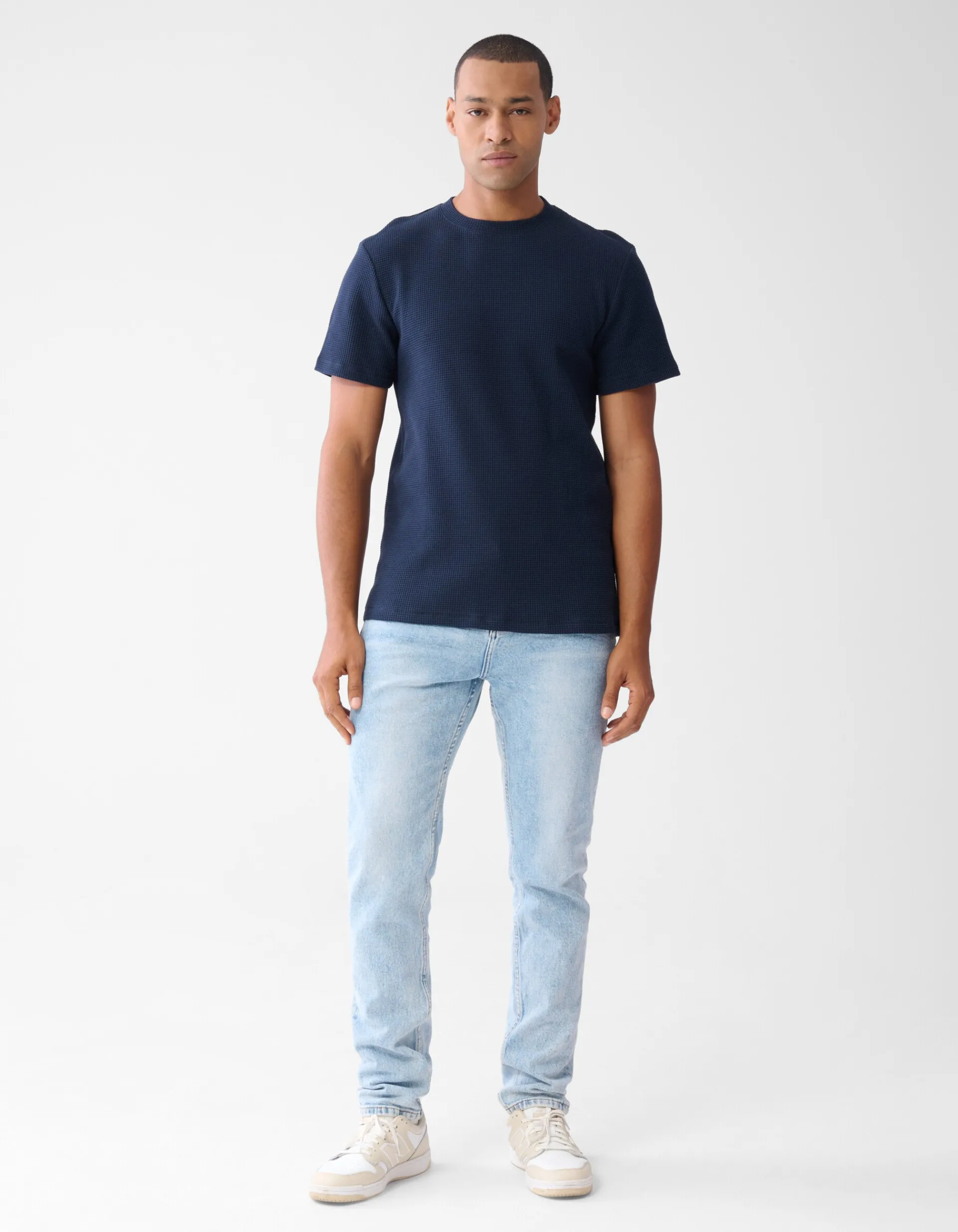 Shoeby Structuur T-shirt Donkerblauw<Heren T-Shirts En Polo's