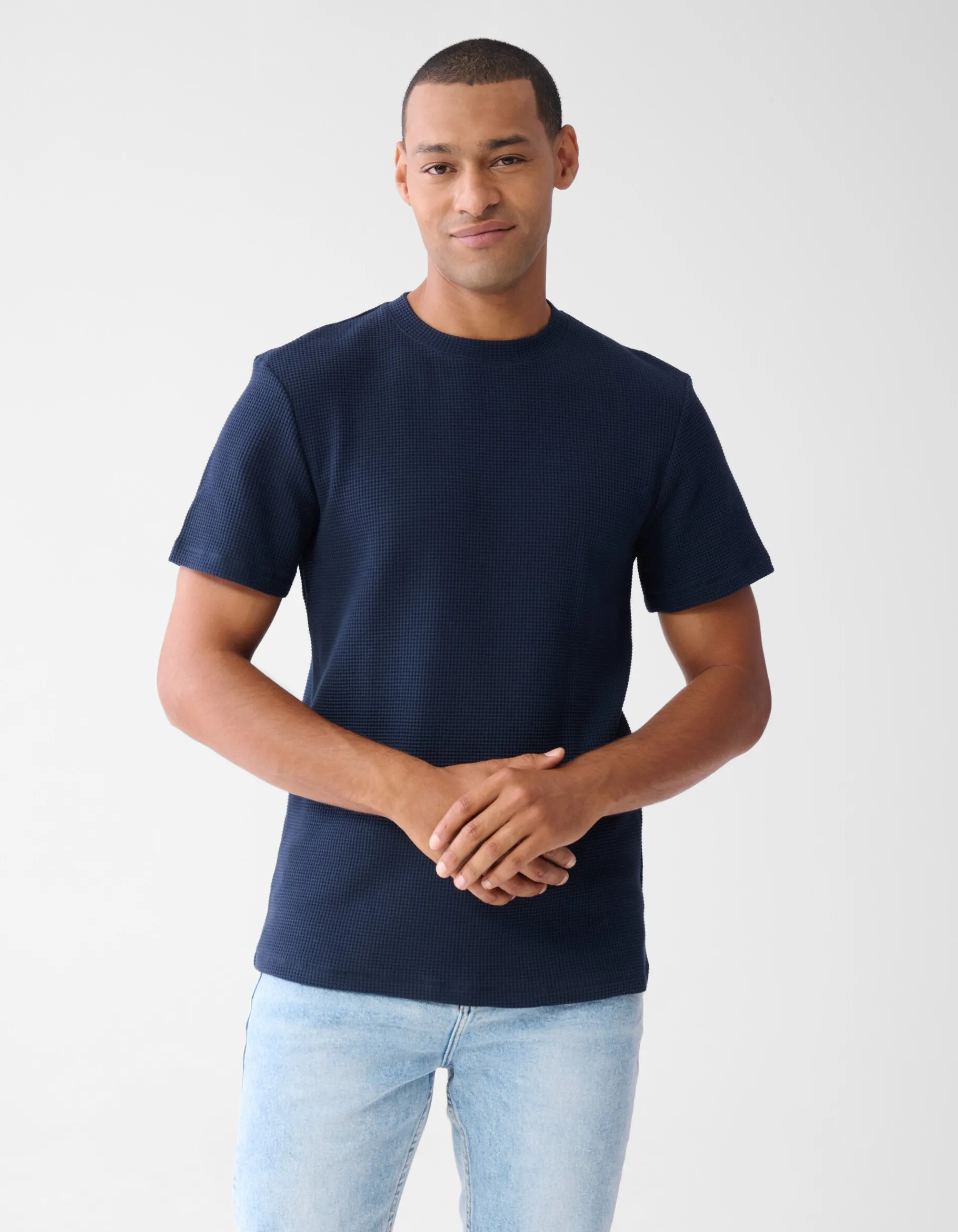 Shoeby Structuur T-shirt Donkerblauw<Heren T-Shirts En Polo's