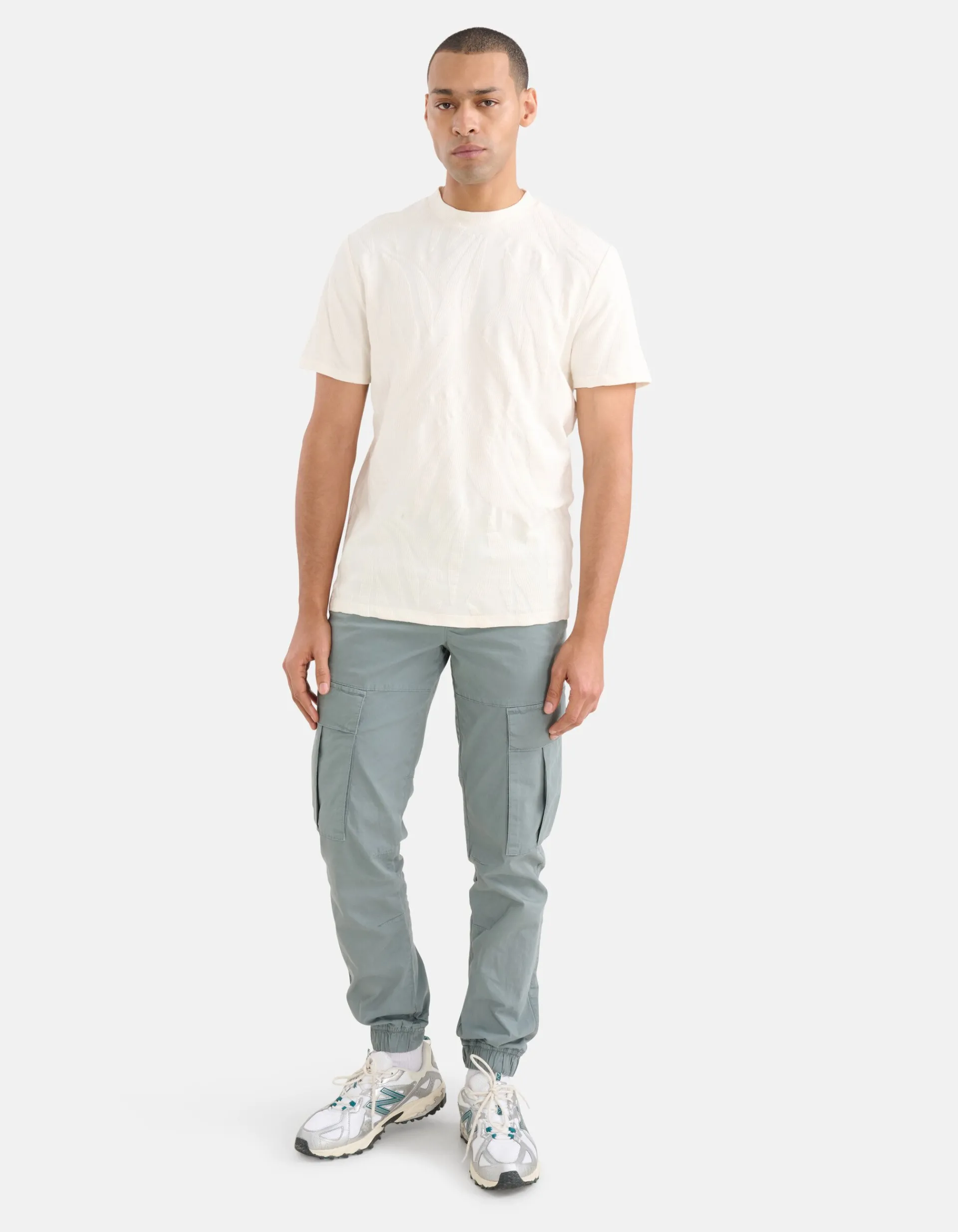 Shoeby Structuur T-shirt Gebroken Wit<Heren T-Shirts En Polo's