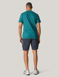 Shoeby Structuur T-shirt Turquoise<Heren T-Shirts En Polo's