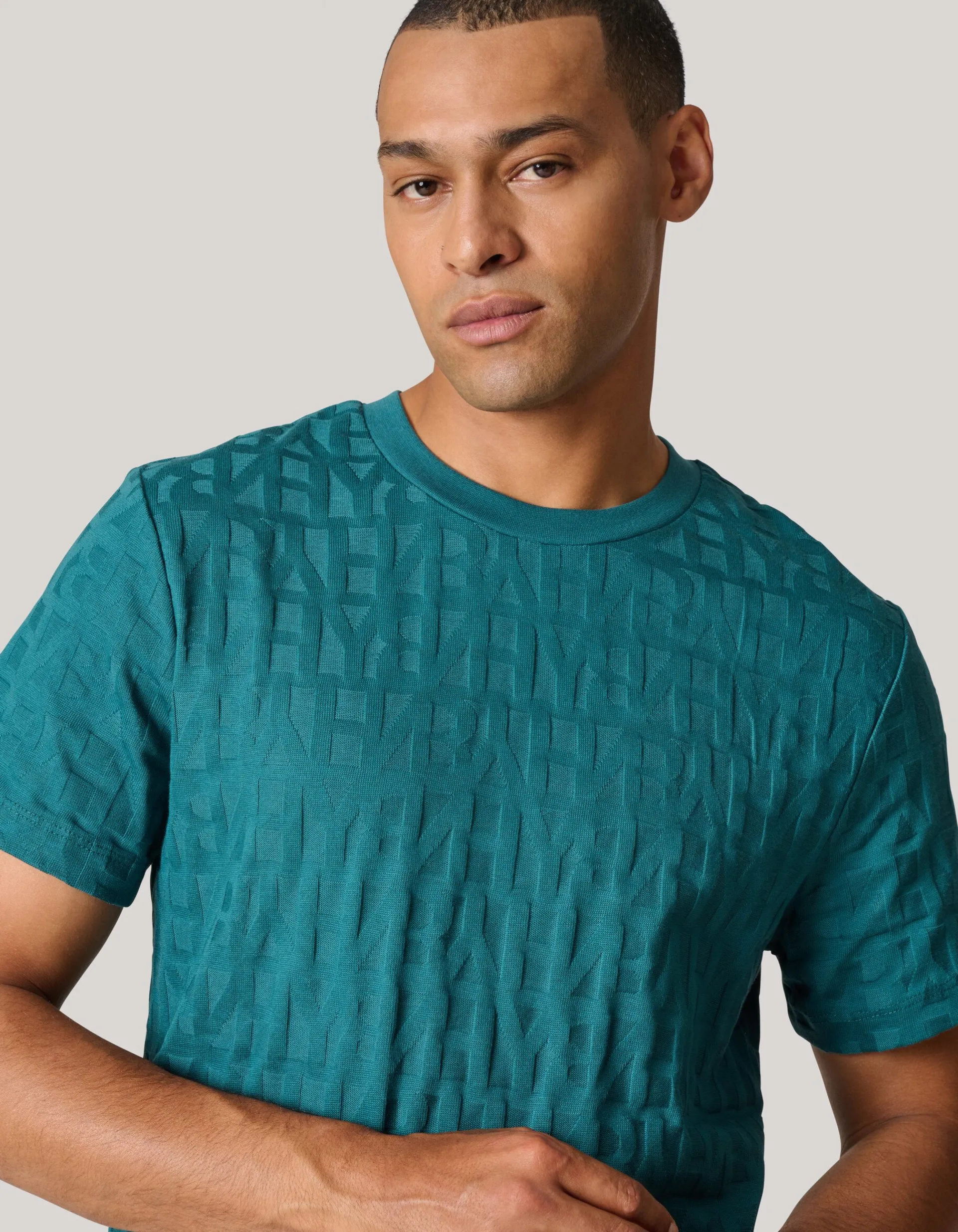 Shoeby Structuur T-shirt Turquoise<Heren T-Shirts En Polo's