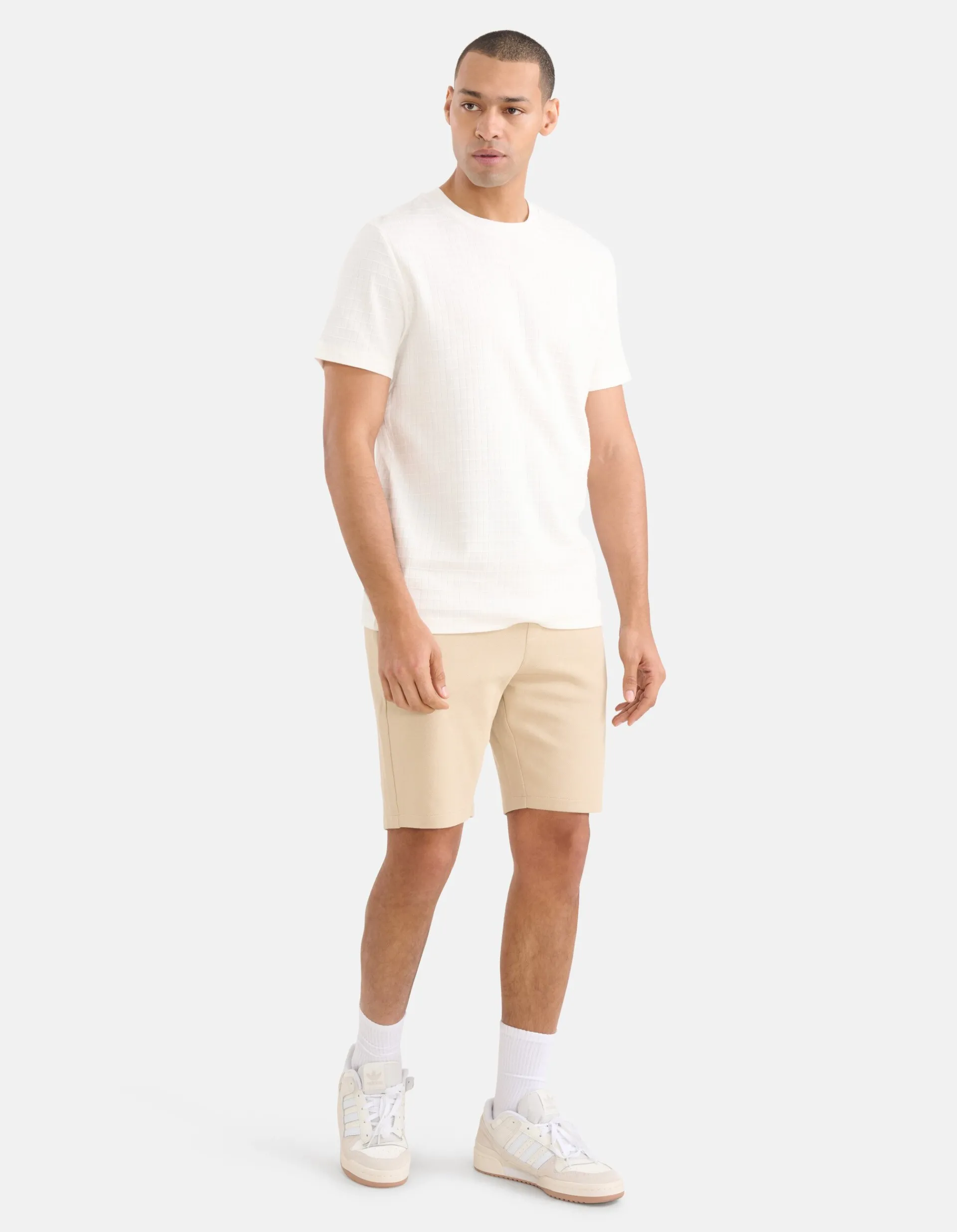Shoeby Structuur T-shirt Wit<Heren T-Shirts En Polo's