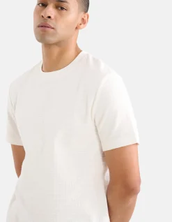 Shoeby Structuur T-shirt Wit<Heren T-Shirts En Polo's