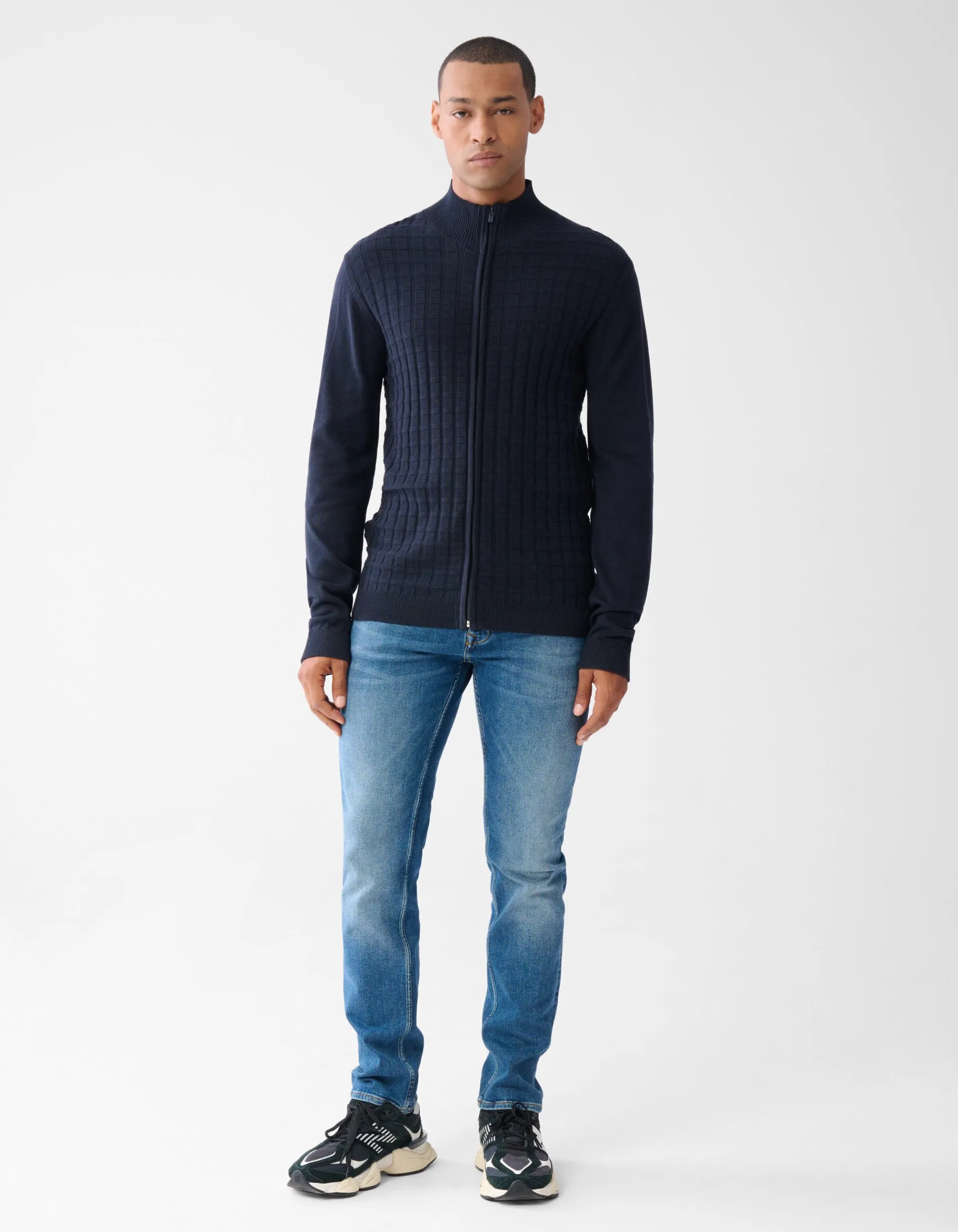 Shoeby Structuur Zip Vest Donkerblauw<Heren Truien En Sweaters