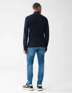 Shoeby Structuur Zip Vest Donkerblauw<Heren Truien En Sweaters