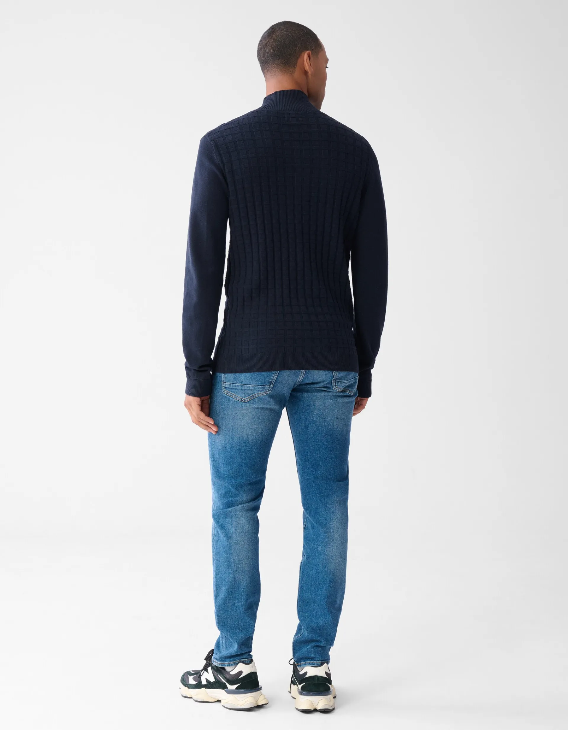 Shoeby Structuur Zip Vest Donkerblauw<Heren Truien En Sweaters