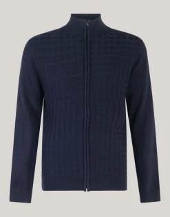 Shoeby Structuur Zip Vest Donkerblauw<Heren Truien En Sweaters