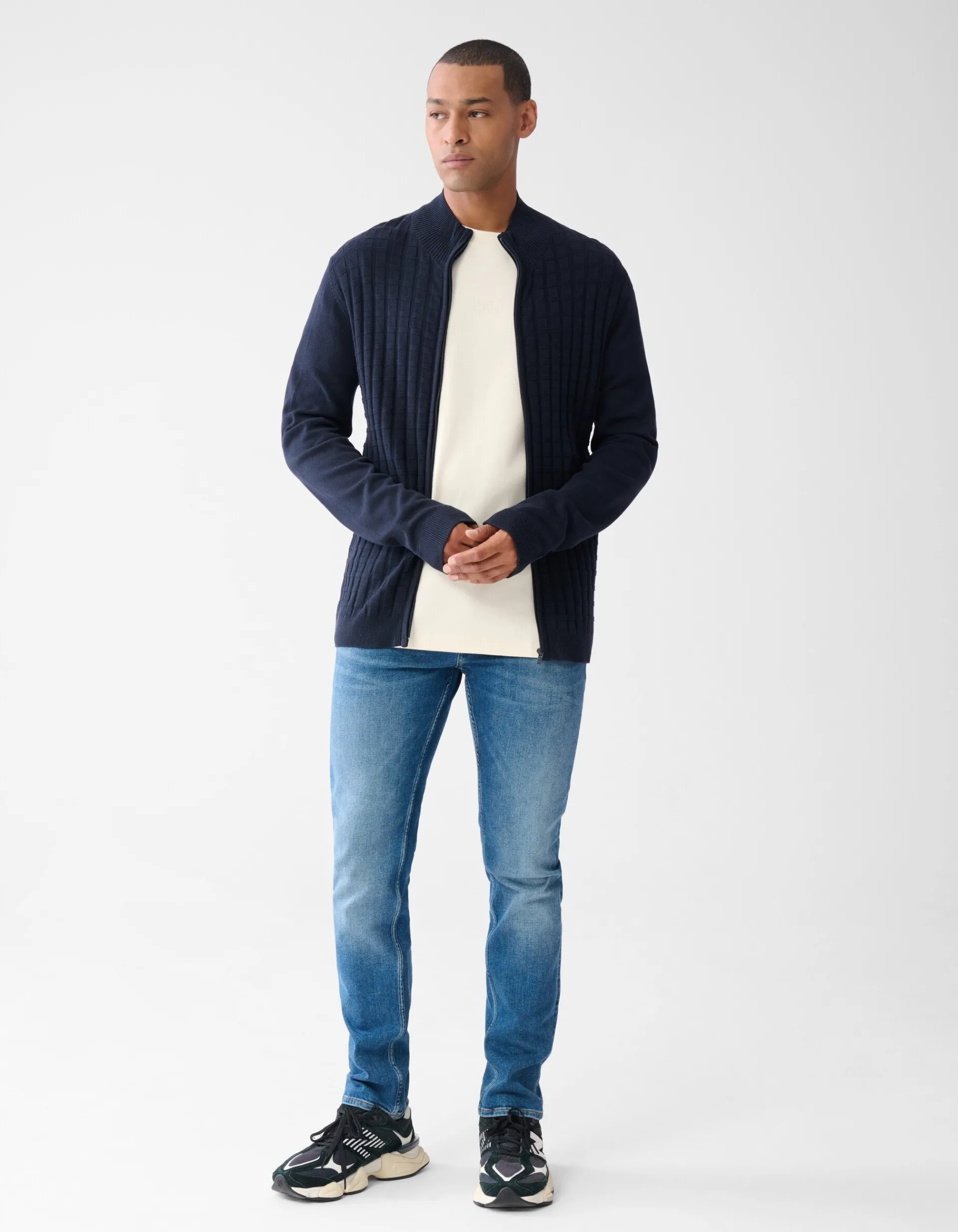 Shoeby Structuur Zip Vest Donkerblauw<Heren Truien En Sweaters