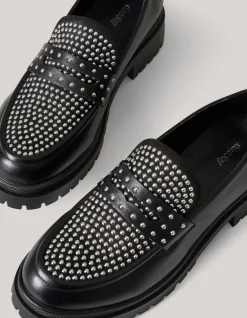 Shoeby Stud Loafers Zwart<DAMES Loafers