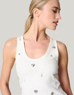 Shoeby Stud Tanktop Wit<DAMES Tops