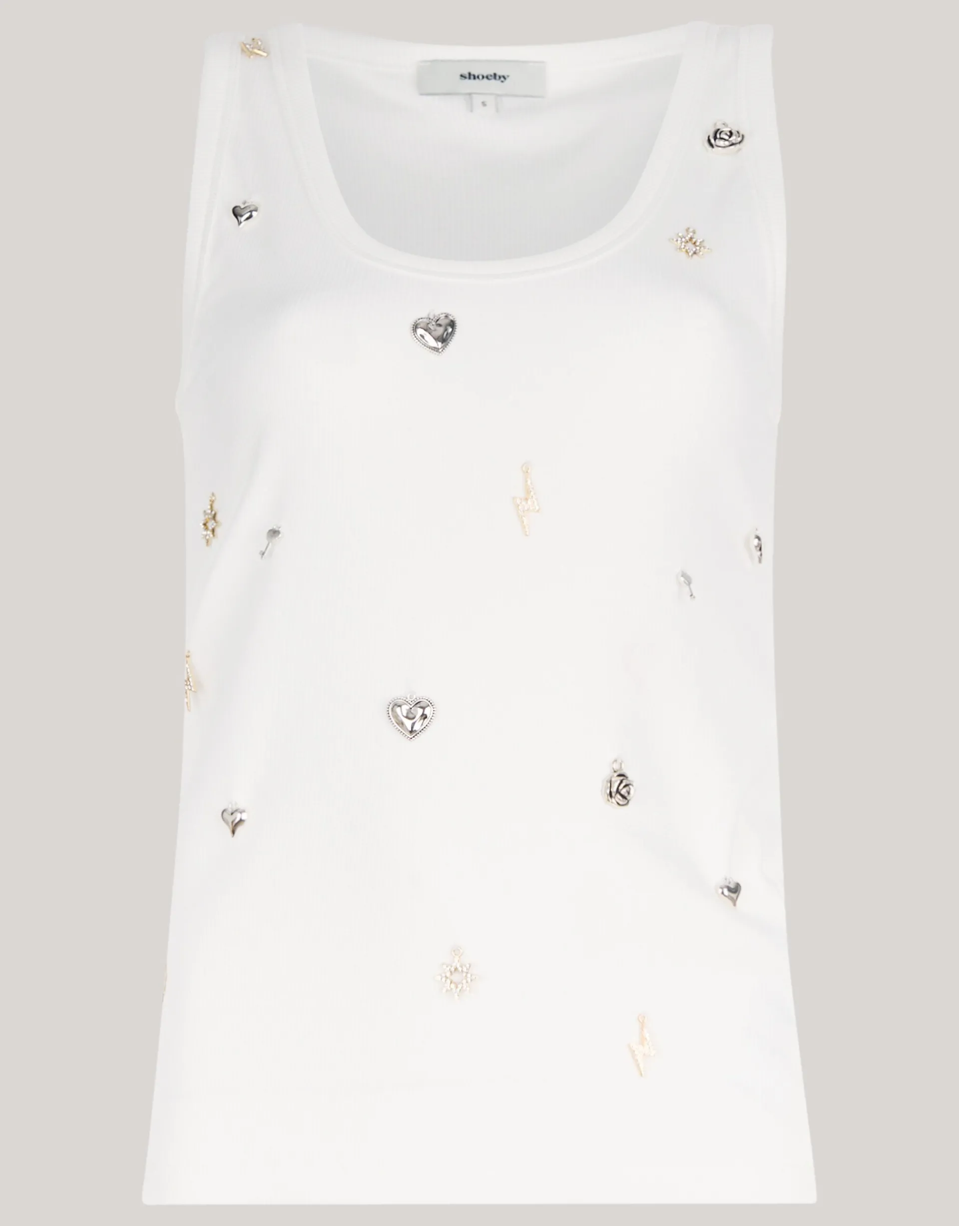 Shoeby Stud Tanktop Wit<DAMES Tops
