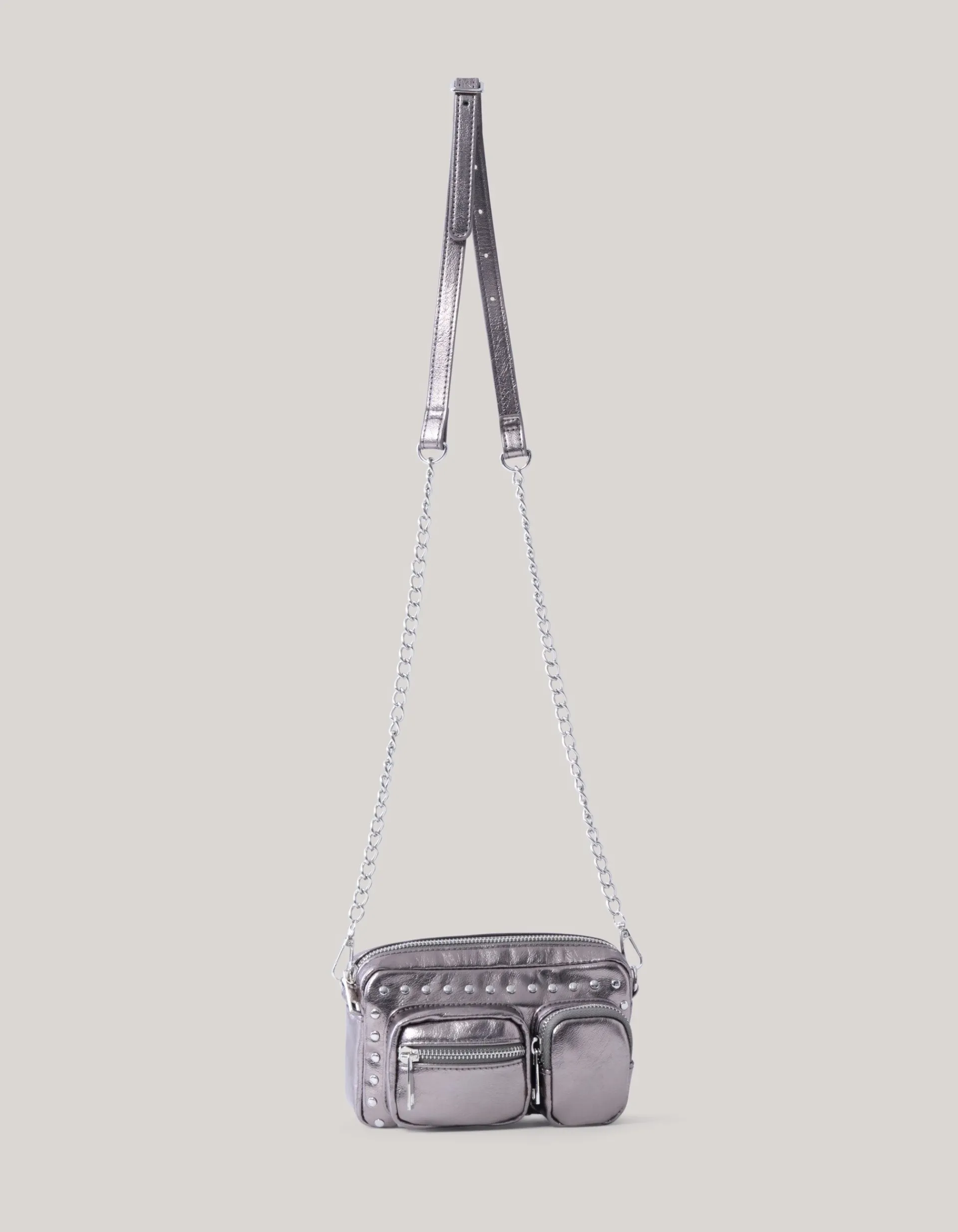 Shoeby Studded Pocket Tas Zilver<DAMES Tassen