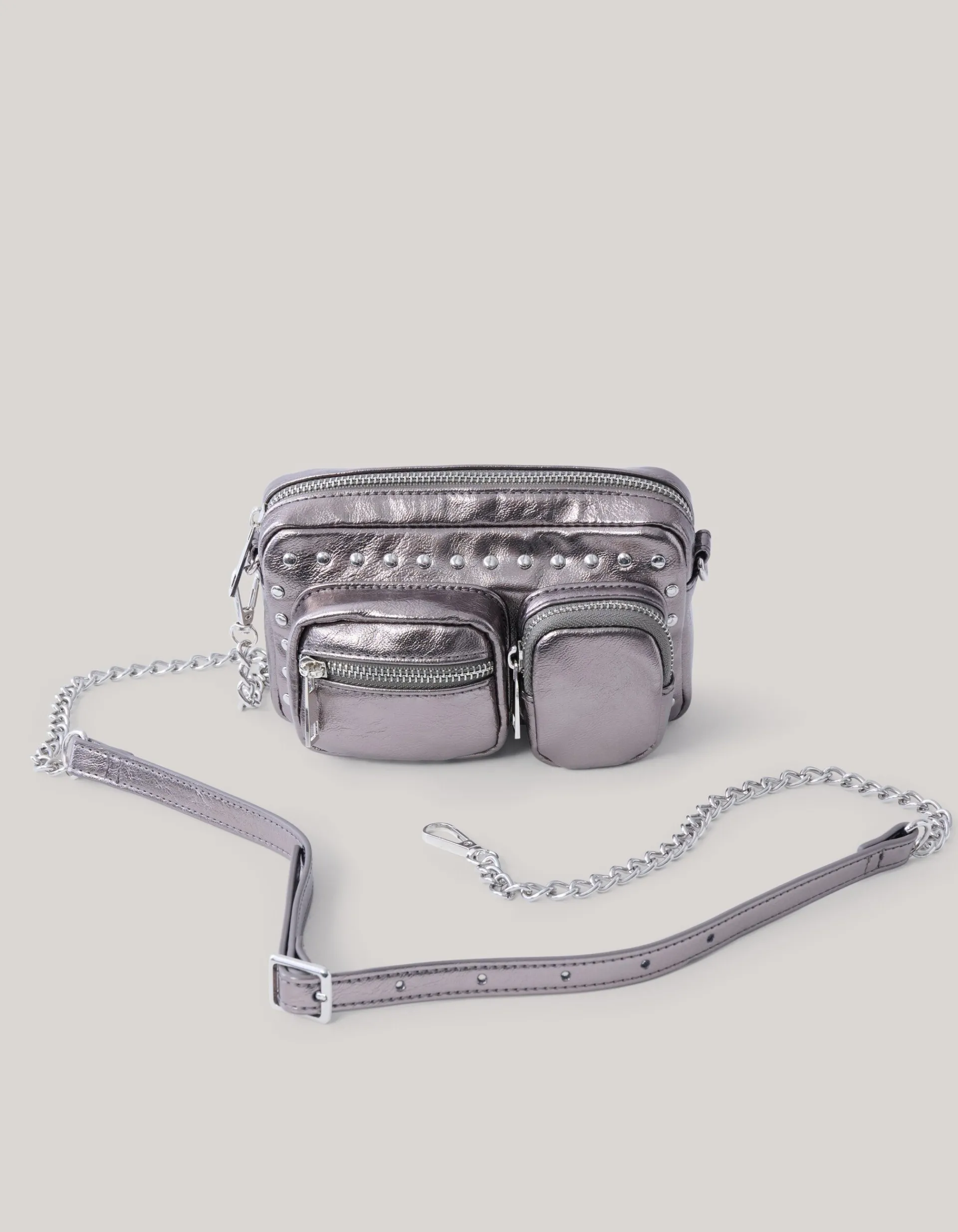 Shoeby Studded Pocket Tas Zilver<DAMES Tassen