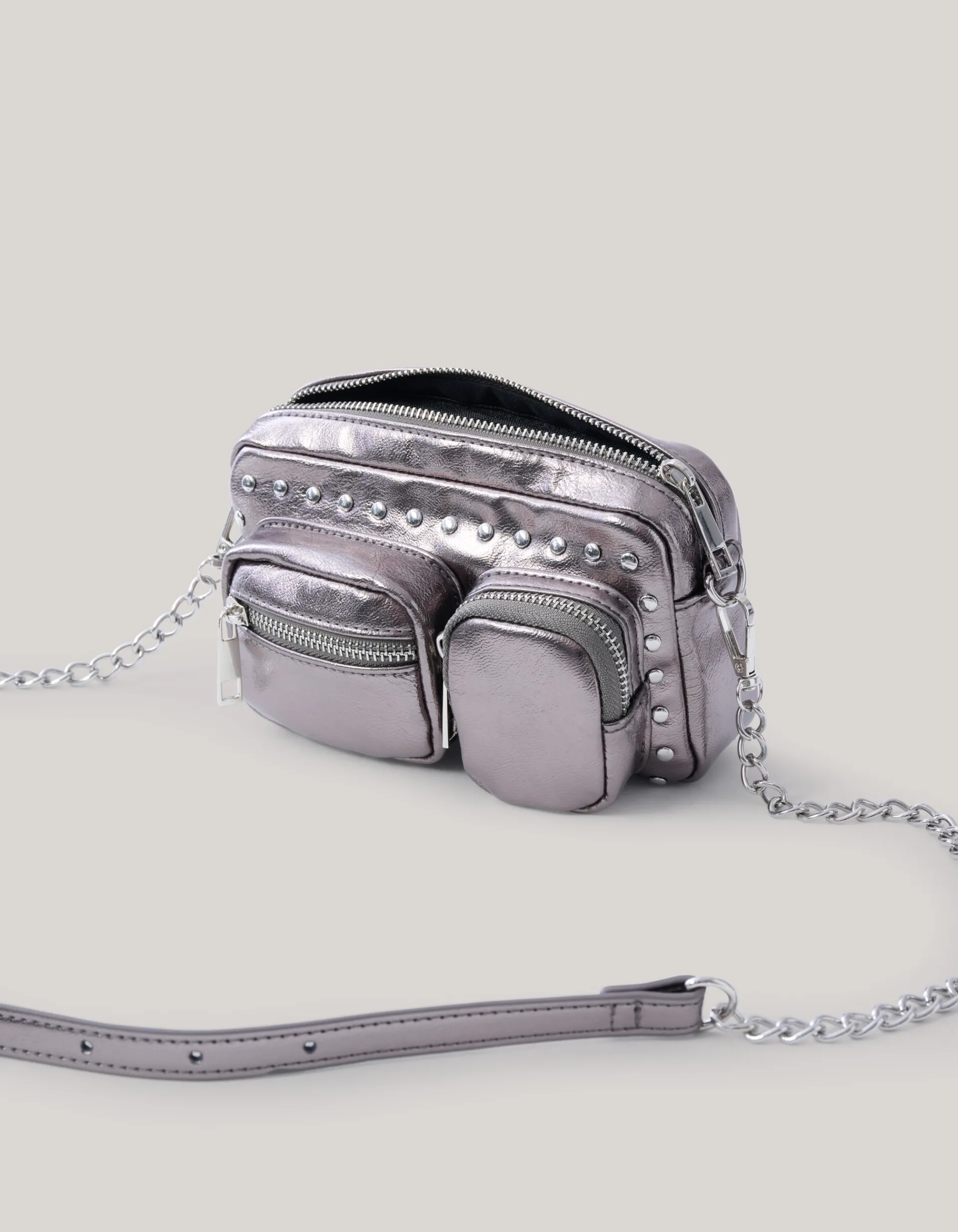 Shoeby Studded Pocket Tas Zilver<DAMES Tassen