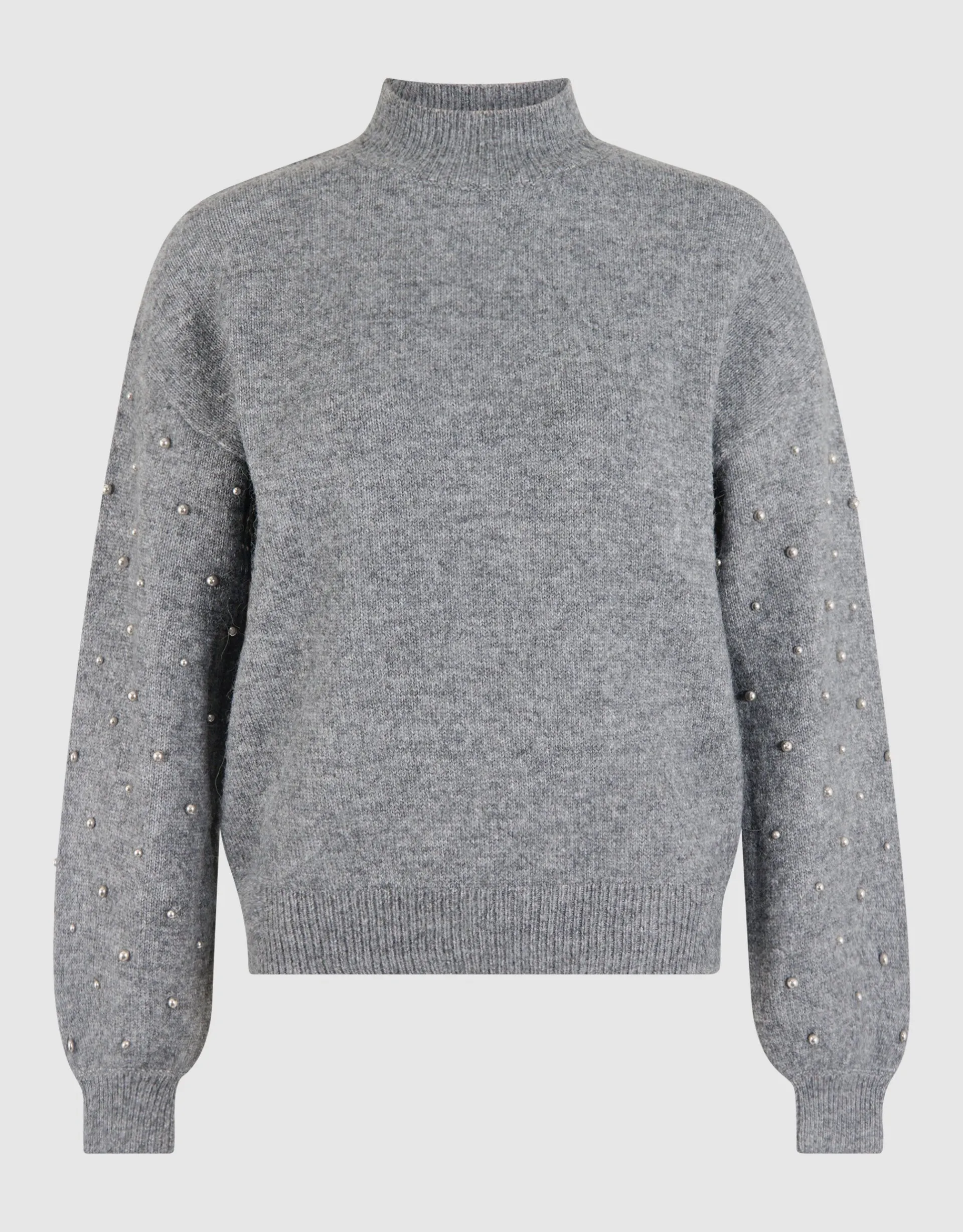 Shoeby Studded Sleeve Trui Grijs<DAMES Truien En Sweaters