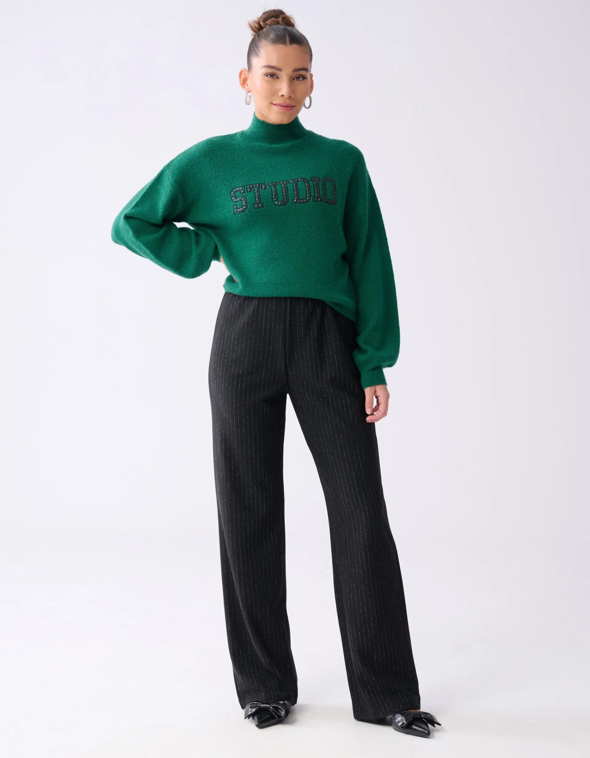 Shoeby Studio Strass Trui Donkergroen<DAMES Truien En Sweaters