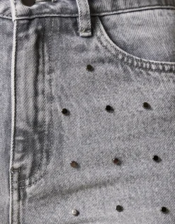 Shoeby Studs Tapered Fit Jeans Grijs<DAMES Jeans