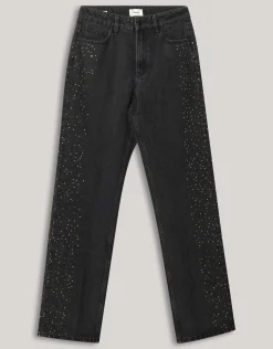 Shoeby Studs Wide Leg Fit Jeans Donkergrijs<DAMES Jeans